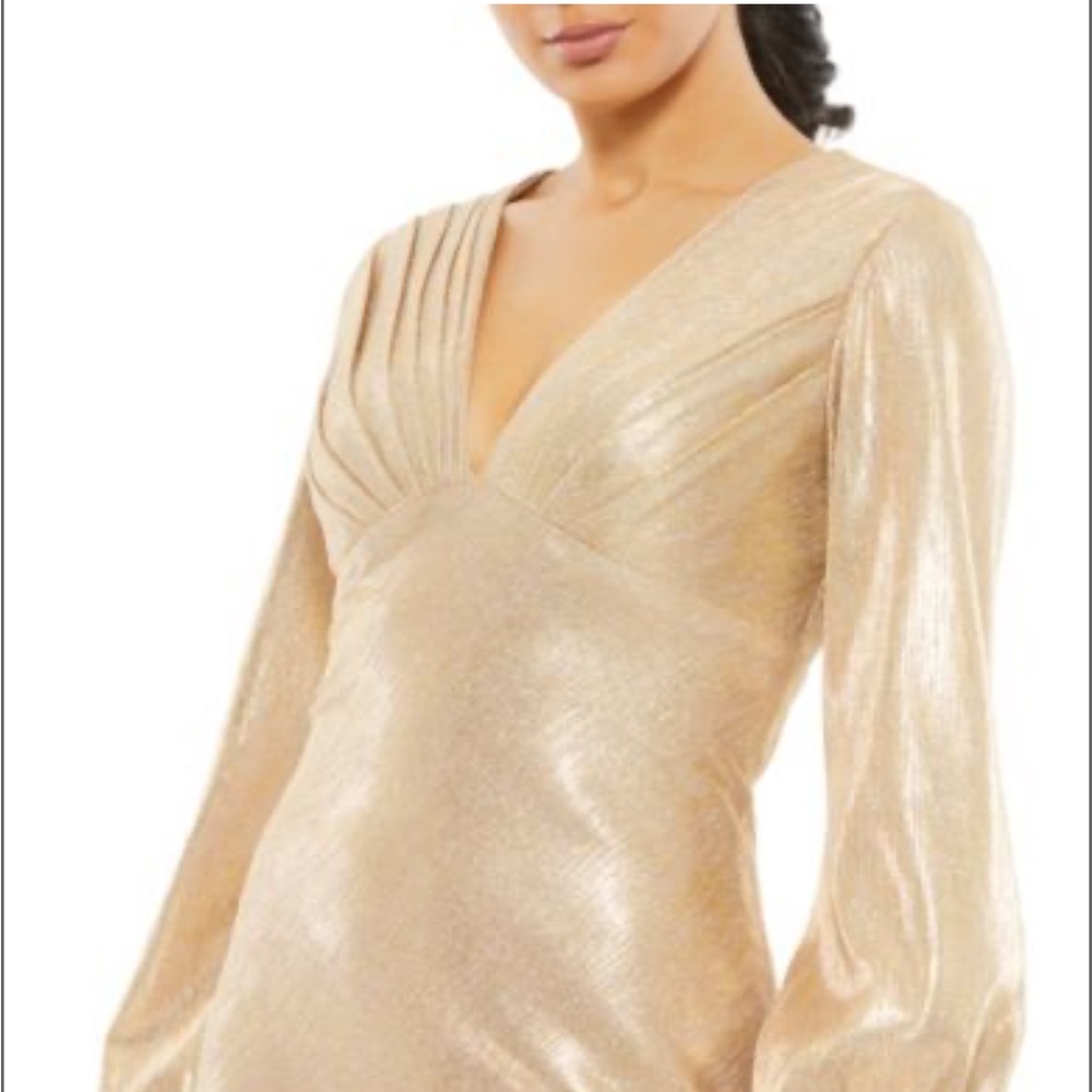 Rose Gold Metallic Mac Duggal Formal Gown - Picture 3 of 6